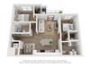 2x2 floor plan with patio